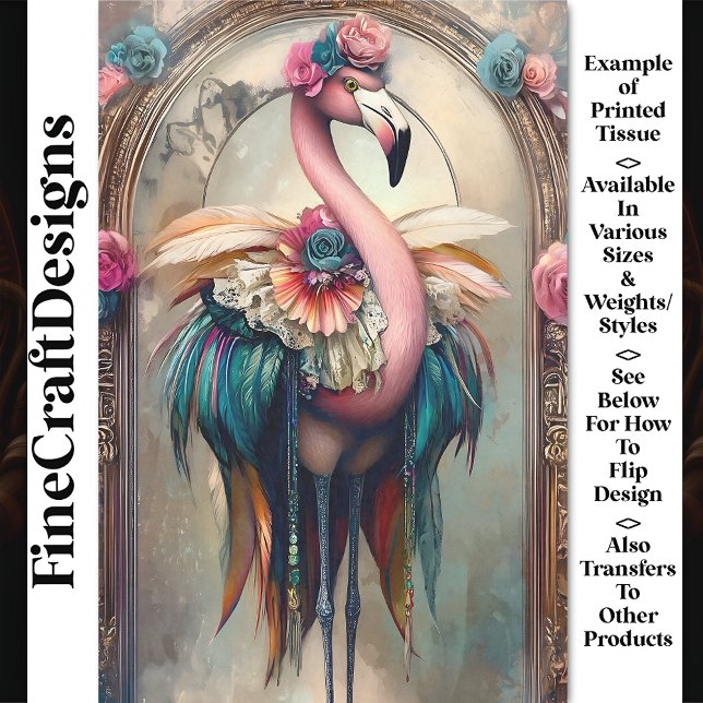 Colorful Victorian Carnival Flamingo BH5 Decoupage Tissue Paper (Creator Uploaded)