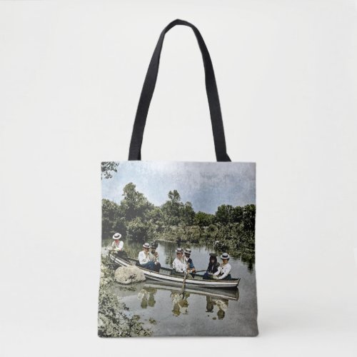 Colorful Victorian Era Summer Boating fun Art Tote Bag