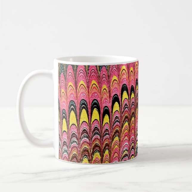 Colorful Victorian Marbled Paper Cover Coffee Mug (Left)