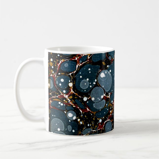 Colorful Victorian Marbled Paper Cover Coffee Mug (Left)