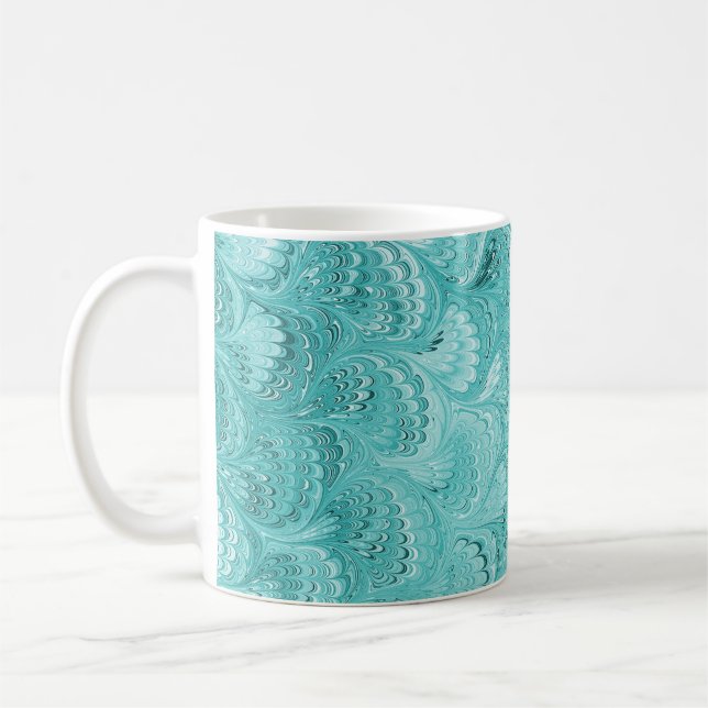 Colorful Victorian Marbled Paper Cover Coffee Mug (Left)