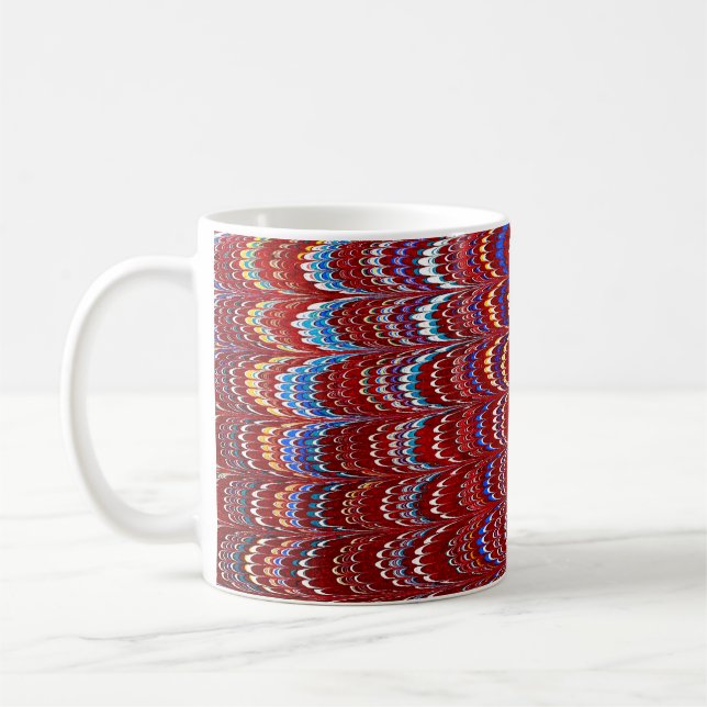 Colorful Victorian Marbled Paper Cover Coffee Mug (Left)