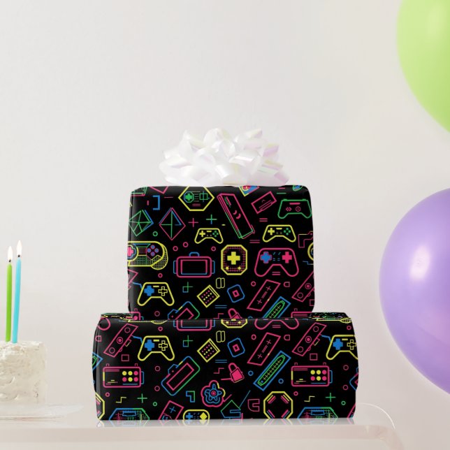 Colorful Video Game Controller Pattern  Wrapping Paper (Party Gifts)
