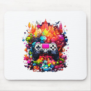 Colorful Video Game Controller Tie Dye Cool Gamer Mouse Pad