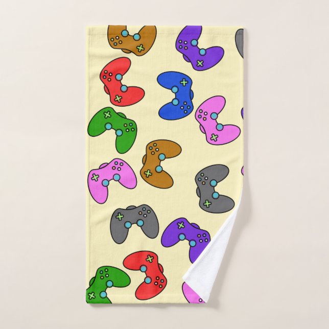  Colorful Video Game Controllers Hand Towel (Hand Towel)