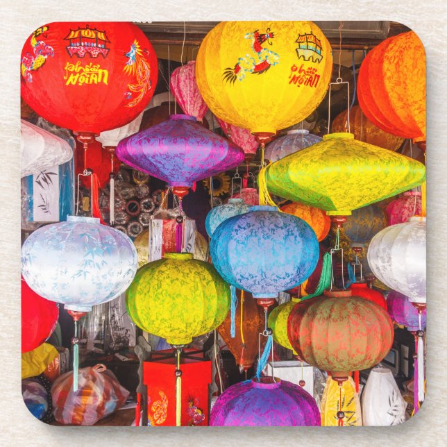 Colorful Vietnamese lanterns  Beverage Coaster (Front)