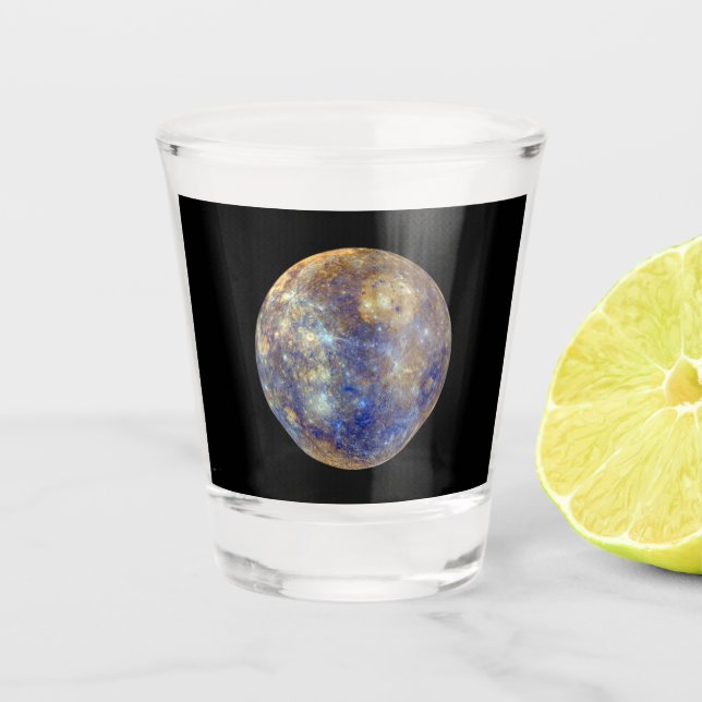 Colorful View of Mercury Shot Glass (Front)