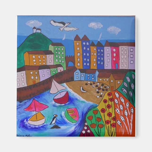 Colorful View of Tenby Magnet (Front)