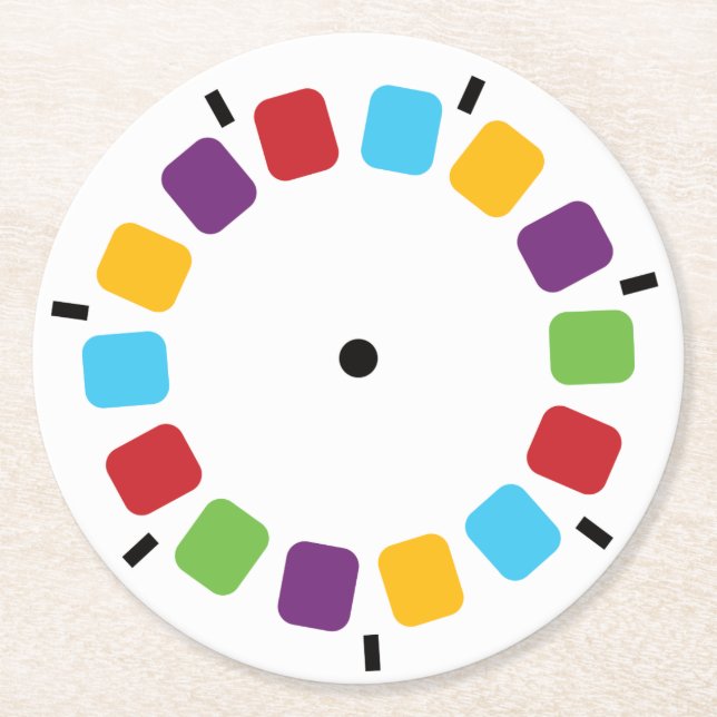 Colorful Viewmaster Reel Retro Modern Round Paper Coaster (Front)