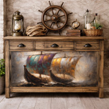 Colorful Viking Sails Decoupage
