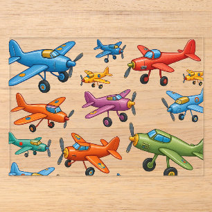 Colorful Vintage Airplanes Pattern – Retro Aviatio Acrylic Invitations