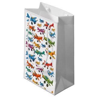 Colorful Vintage Airplanes Pattern – Retro Aviatio Small Gift Bag