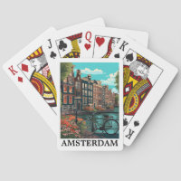 Colorful Vintage Amsterdam Netherlands Canal View
