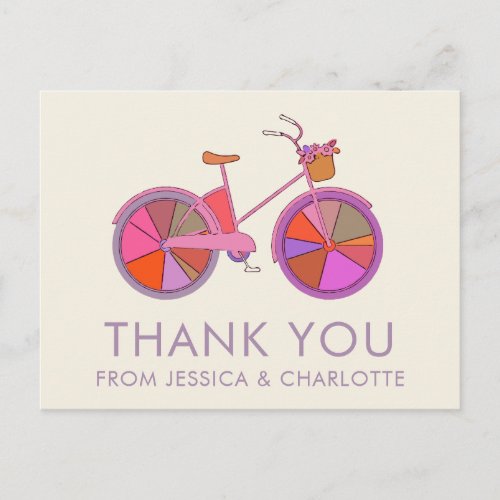 Colorful Vintage Bike Illustration Personalized  Postcard