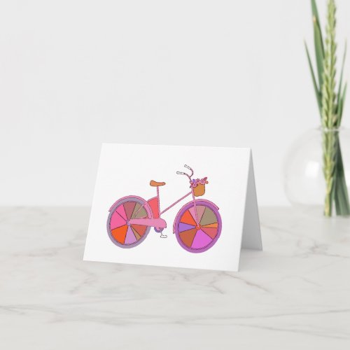 Colorful Vintage Bike with Flowers Illustration Card