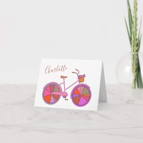 Colorful Vintage Bike with Flowers Personalized Note Card