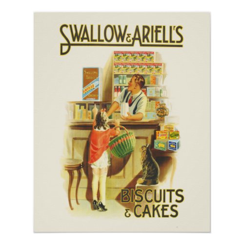 Colorful Vintage Biscuit Advertising Poster