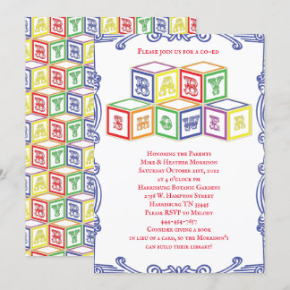 Colorful Vintage Blocks Baby Shower Invitation
