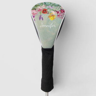 Colorful vintage blooming beautiful wildflowers golf head cover