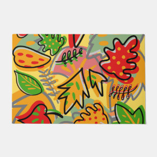 Colorful vintage botanical pattern colorful summer doormat