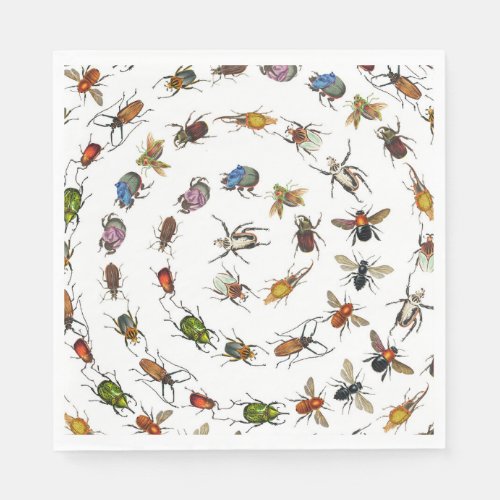 Colorful Vintage Bugs  Beetles Pattern Napkins