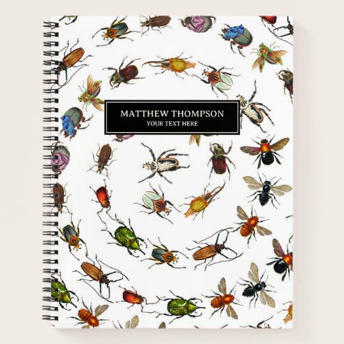 Colorful Vintage Bugs & Beetles Pattern Notebook