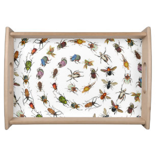 Colorful Vintage Bugs & Beetles Pattern Serving Tray