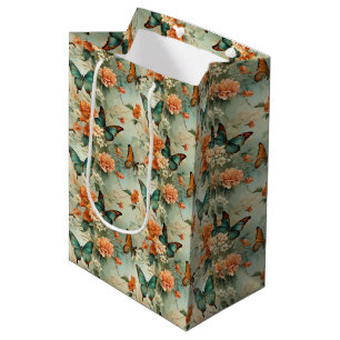 Colorful Vintage Butterflies and Flowers (10) Medium Gift Bag