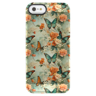 Colorful Vintage Butterflies and Flowers (10) Clear iPhone SE/5/5s Case