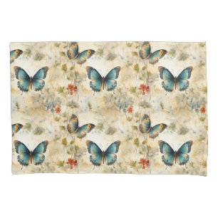 Colorful Vintage Butterflies and Flowers (11) Pillow Case