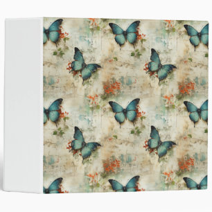Colorful Vintage Butterflies and Flowers (12) 3 Ring Binder