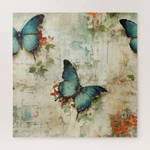 Colorful Vintage Butterflies and Flowers (12) Jigsaw Puzzle
