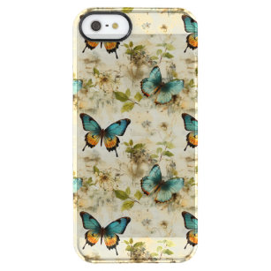 Colorful Vintage Butterflies and Flowers (1) Clear iPhone SE/5/5s Case