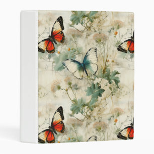 Colorful Vintage Butterflies and Flowers (2) Mini Binder