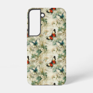 Colorful Vintage Butterflies and Flowers (2) Samsung Galaxy S22 Case