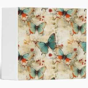 Colorful Vintage Butterflies and Flowers (3) 3 Ring Binder