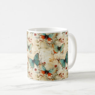 Colorful Vintage Butterflies and Flowers (3) Coffee Mug