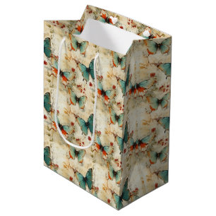 Colorful Vintage Butterflies and Flowers (3) Medium Gift Bag