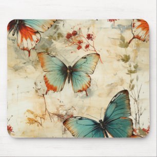 Colorful Vintage Butterflies and Flowers (3) Mouse Pad