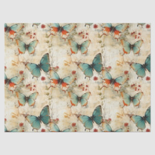 Colorful Vintage Butterflies and Flowers (3) Tissue Paper
