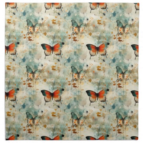 Colorful Vintage Butterflies and Flowers 4 Cloth Napkin
