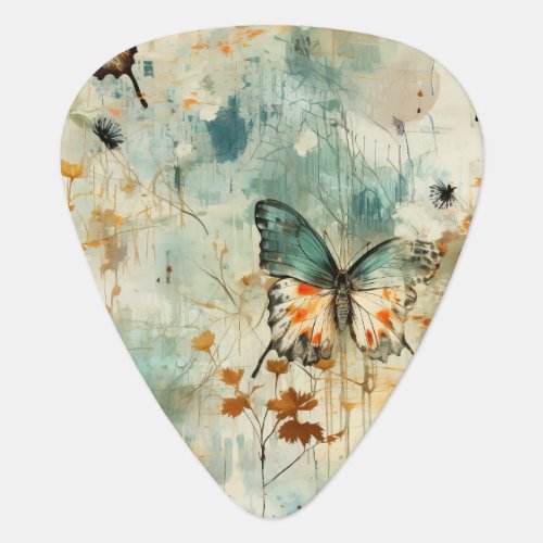 Colorful Vintage Butterflies and Flowers 4 Guitar Pick
