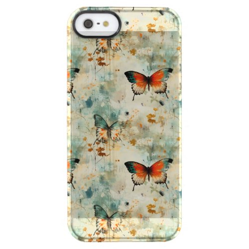 Colorful Vintage Butterflies and Flowers 4 Clear iPhone SE55s Case