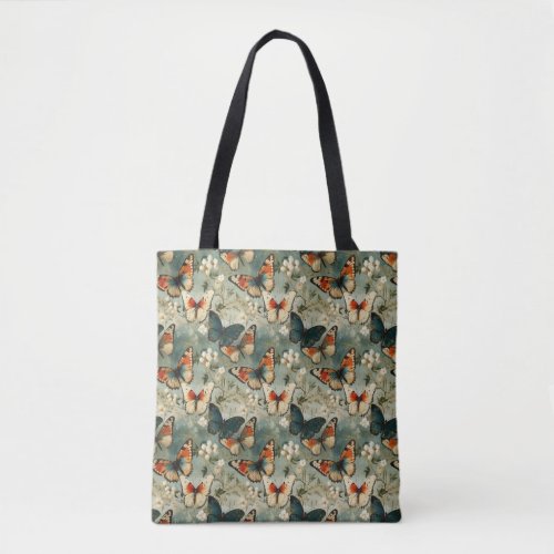 Colorful Vintage Butterflies and Flowers 5 Tote Bag