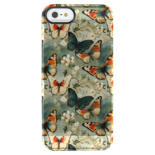 Colorful Vintage Butterflies and Flowers (5) Clear iPhone SE/5/5s Case