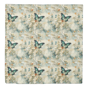 Colorful Vintage Butterflies and Flowers (6) Duvet Cover