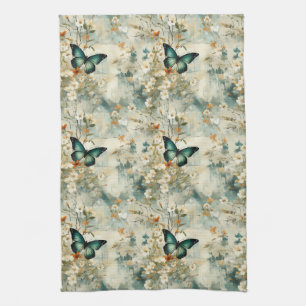 Colorful Vintage Butterflies and Flowers (6) Kitchen Towel