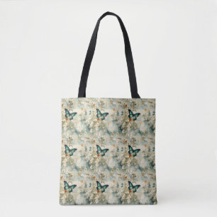 Colorful Vintage Butterflies and Flowers (6) Tote Bag