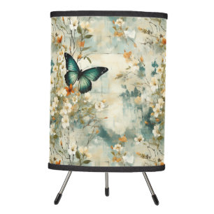 Colorful Vintage Butterflies and Flowers (6) Tripod Lamp