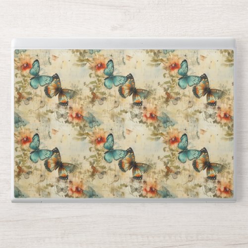 Colorful Vintage Butterflies and Flowers 8 HP Laptop Skin